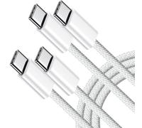 Lot de 2 câbles de charge USB C vers USB C - 0,9 m - 60 W - En nylon tressé - Charge rapide pour iPhone 15 Pro Max Samsung Galaxy iPad Pro MacBook Pro