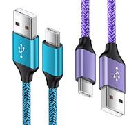 Lot de 2 câbles de charge USB type C pour téléphone portable Samsung Galaxy A55/A54/A53/A52s/A51/A35/A34/A16/A15/A14/S24 Ultra/S23 FE/S22/S21/S20 - Lot de 2 câbles USB C de 1,8 m pour Google Pixel 9 8
