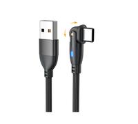 Lot de 2 câbles USB vers Type-C rotatifs à 180° - Nylon tressé, charge rapide Le noir 3 m