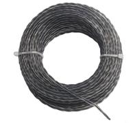 Lot de 2 câbles de débroussailleuse ronds en acier robuste 2 à 3 mm x 15 m (30 m) avec housse en nylon (15 m x 2,4 mm)