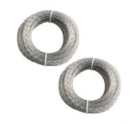 Lot de 2 câbles de débroussailleuse ronds en acier robuste 2 à 3 mm x 15 m (30 m) avec housse en nylon (15 m x 2 mm)
