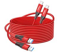 Lot de 2 câbles de données USB C rouge 10 Gbit/s [3 m, lot de 2], extra long 3.2 Gen 2 USB vers type C, chargeur rapide 3,1 A pour webcam, téléphone Android, iPhone 16 Pro Max/15 Pro, Samsung Galaxy