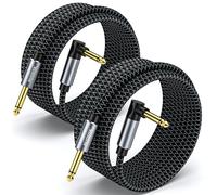 Lot de 2 câbles de guitare TRS 6,35 mm - Fiche stéréo 90° - Câble d'instrument jack 6,3 mm - Avec guitare électrique, basse, batterie, amplificateur, table de mixage, tuner, haut-parleur - 2 m