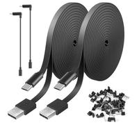 Lot de 2 câbles d'extension d'alimentation de 6,1 m compatibles avec Wyze Cam V4, Wyze Cam v3, Wyze Cam Pan, WYZE Cam OG, NestCam Indoor, Blink, Amazon Cloud Camera, USB vers micro USB - Cordon de