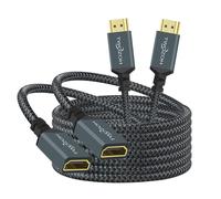 Lot de 2 Câbles d'extension HDMI 3M, rallonge HDMI 4K Mâle vers Femelle, Câble adaptateur HDMI 2.0 en nylon tressé compatible 4K@60Hz 3D HDR 2 Pièces