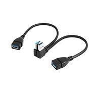 Lot de 2 câbles d'extension USB 3.0 - 20 cm - Angle gauche et droit - Adaptateur de type A mâle vers femelle - Connexion haute vitesse