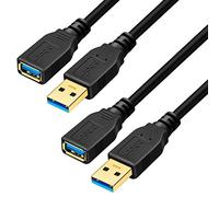Lot de 2 câbles d'extension USB 3.0 par Yeung Qee, câble haut débit avec une prise mâle et une prise femelle 1.5 FT/50cm