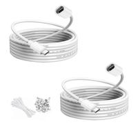Lot de 2 câbles d'extension USB C pour panneau solaire Ring - Blanc - 7,6 m | Rallonge USB C mâle vers femelle - Coupe-vent - Charge électrique pour panneau solaire Ring - Caméra de sécurité - Chargeur