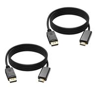 Lot de 2 câbles DisplayPort vers HDMI de 1,8 m, 4K DP vers HDMI, câbles unidirectionnels DP vers HDMI mâle vers mâle, compatibles avec PC, TV, moniteur, projecteur, ordinateur portable, Dell HP