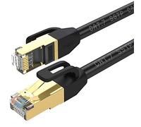 Lot de 2 câbles Ethernet Cat7 - Câble réseau LAN Gigabit - 10 Gbit/s - Connecteur RJ45 plaqué or pour modem routeur - Panneau de brassage d'ordinateur portable TV Box - 0,5 m - Noir
