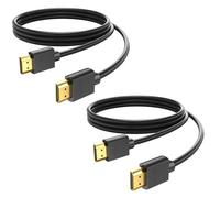 Lot de 2 câbles HDMI 2,4 m vers HDMI 4K de 2,4 m, câble HDMI 2.0 blindé de 2,4 m avec 4K @ 60 Hz, 2K @ 165/144 Hz, HDCP 2.2, HDR, ARC et CL3 | Pour ordinateur portable, moniteur, TV, PS5, PS4, Xbox
