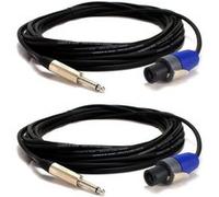 lot de 2 câbles - jack 6,35mm / speakon mâle 10 m pour enceintes