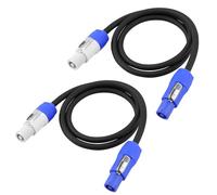Lot de 2 câbles PowerCON pour éclairage de scène, 3 broches 16 AWG AC PowerCon d'entrée à sortie, cordon d'extension d'alimentation 20 A pour éclairage de scène extérieur série - 1 m (2 pièces)