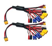 Lot de 2 câbles répartiteurs 10 en 1 pour chargeur de batterie RC Lipo vers XT60H pour TRX, T-Plug, Tamiya, Futaba, JST, XT90, XT60, XT30, EC3, EC5