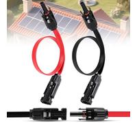 Lot de 2 câbles solaires plats de 35 cm - Passe-fenêtre - Câble d'alimentation IP67 - Câble PV flexible 4 mm² avec fiche et raccord - Câble MC4 - Câble d'extension plat pour centrale de balcon
