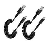 Lot de 2 câbles spiralés USB C - 0,4 m - 1,8 m - Câble USB vers USB C - Câble de charge rapide - Pour Samsung Galaxy S25 Ultra S24 S23 S22 S21 A15 A16 A55, iPhone 17/16/15, Google Pixel
