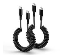 Lot de 2 câbles spiralés USB C, 1,8 m, USB C vers C, Android, pour voiture, câble de charge rapide pour iPhone 17 16 15 Pro Max Samsung Galaxy S25 S24 Ultra S23 FE S22 A14 A15 A16 A17 5G A35 A36 A55