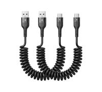 Lot de 2 câbles spiralés USB C courts - Câble de charge USB C pour voiture Android et Carplay - 30 cm - 1 m - Compatible avec Huawei, iPad, câble de charge USB C, USB vers USB C, USB vers USB C