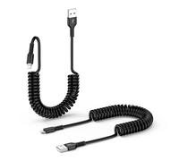 Lot De 2 Câbles Spiralés Usb Lightning - Certifié Apply Carplay & Mfi Câble Spirale Pour Iphone 14 13 12 11 Pro Max X Xs Xr 8 7 6 Plus Mini I Pad[CAB9163259]