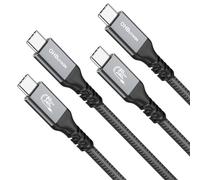 Lot de 2 câbles USB 4 de 1,5 m - 80 Gbit/s pour long câble Thunderbolt 4, bande passante de 120 Gbit/s pour moniteur USB C 16K/Dual 8K, charge rapide de 240 W pour Thunderbolt 4/3, iPhone 16/15