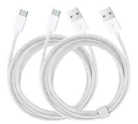 Lot de 2 câbles USB C - 1 m - Pour iPhone 16/15 - Câble tressé USB A vers USB C - Compatible avec iPhone 16/15, 16/15 Plus, 16/15 Pro, Pro Max, 16E, câble de charge AirPods 4