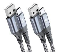 Lot de 2 câbles USB C 3,1 A de 2 m pour chargeur rapide de voiture compatible avec iPhone 16 15 Plus Pro Max, Samsung Flip/Fold 6 5 4 3 S10 S9 S8 S20 S21 S22 S23 S24 A15/14/13/12 A35/A34 A55/54, Pixel