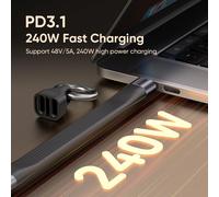 Lot de 2 câbles USB C courts de 240 W-13 cm-Câble USB C vers USB C court USB4.0 PD3.1-Câble de charge rapide-Transfert de données 40 Gbps-Transmission vidéo 8 K 60 Hz-Thunderbolt 3.[A24]