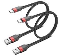 Lot de 2 câbles USB C courts de 50 cm, câble USB A vers USB C en nylon tressé de type C, câble de charge rapide pour iPhone 16, 15, Samsung Galaxy S24, S23, S22, Note 20, 10, A50, A20, Moto G, LG