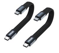 Lot de 2 câbles USB C flexibles extra courts de 13,5 cm, USB 3.2 Gen 2 20 Gbit/s, transfert de données 100 W, charge rapide PD, câble plat de type C pour MacBook Thunderbolt 3, Chromebook, SSD externe
