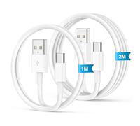 Lot de 2 câbles USB C pour iPhone 16 15 Carplay - 1 m + 2 m - Câble USB vers USB C Apple Carplay - Câble de charge rapide USB Type-C pour iPhone 16/15 Pro Max, Samsung Galaxy, Android Auto - Blanc