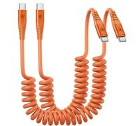 Lot de 2 câbles USB C vers C de 0,9 m, câble de charge rapide spiralé pour CarPlay, câble USB-C pour iPhone/cordon USB C automatique Android, câble USB de type C pour iPhone 17/16/15/Pro Max/Plus