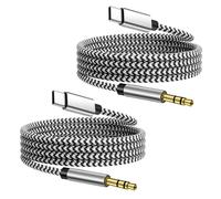 Lot de 2 câbles USB C vers jack 3,5 mm de 1 m - Puce DAC Hi-Res, 16 bits/48 kHz, qualité audio en nylon tressé, compatible avec iPhone 15/14, Samsung S24/S23/S22, Huawei P40/P30, Google Pixel, Audioge