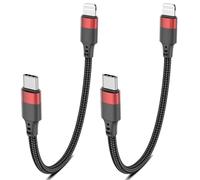 Lot de 2 câbles USB C vers Lightning courts de 20 cm, certifiés MFi, 0,2 m, câble de charge rapide en nylon tressé de type C vers Lightning PD pour iPhone 14, 13, 12, 11 Pro Max, Mini XR, XS, SE