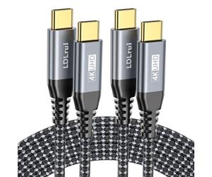 Lot de 2 câbles USB C vers USB C 3.2 Gen 2x2 0.9 m LDLrui Type C avec charge rapide 100 W PD, transfert de données 20 Gbit/s et sortie vidéo 4 K, SSD mobile, moniteur USB-C et plus encore
