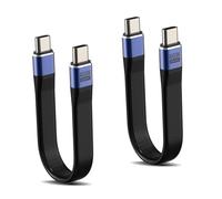 Lot de 2 câbles USB C vers USB C 40 Gbps, câble court USB 4.0 de 240 W, câble de charge rapide avec puce E-marker, prise en charge 8K, prise plate, câble USB-C pour iPhone, MacBook, Samsung