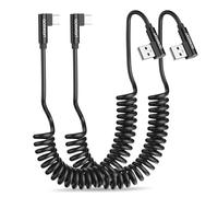 Lot de 2 câbles USB vers USB-C 90° 3 A Câble de charge rapide et de données pour Samsung Galaxy, Huawei, Google Pixel et plus encore Extensible jusqu'à 1,5 m (1,5 m)