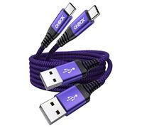 Lot de 2 câbles USB vers USB C à charge rapide de 1,8 m, câble USB A vers USB C pour voiture, câble tressé durable USB de type C pour iPhone 17/16/15/Pro Max/Plus, Samsung Galaxy S23 et plus encore
