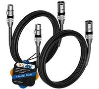 Lot de 2 câbles XLR de 2,4 m, 22 AWG, coques en alliage de zinc, cordon de microphone XLR mâle vers femelle, cordon de microphone blindé équilibré, câble de raccordement DMX, ressort métallique SR, câble flexible noir