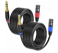 Lot de 2 câbles XLR femelle vers TRS 0,6 cm, cordon de micro équilibré de | Cuivre sans oxygène, blindage en feuille et cuivre, connecteurs dorés, connecteur XLR 3 broches, gaine TPE