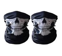 Lot de 2 cache-cou de moto avec motif tête de mort - Masque à moitié le visage - Halloween