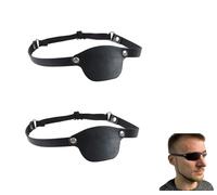 Lot de 2 cache-œil réglables en cuir pour homme - Accessoire de costume de pirate médiéval gothique steampunk - Pour Halloween et cosplay