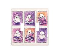 Lot de 2 cache-lampes à bascule, motif fantôme de dessin animé, plaque murale, décoration d'interrupteur, taille standard - 11,4 x 11,4 cm