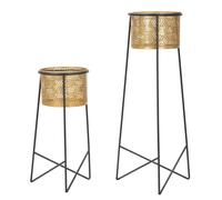 Lot De 2 Cache-Pot En Métal Avec Bases À¿ 37x76-27x51 Cm