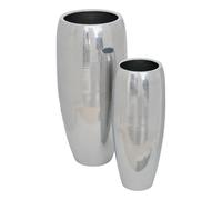 2 Caches-pot Reso en Acier 33x33x70cm Argent - Atmosphera Créateur d'intérieur