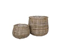 Lot de 2 Cache-Pots Ø38cm et Ø27cm en Rotin Kubu Tressé - HOUSNIA -