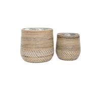 NALINI - Lot de 2 Cache-Pots Ø39cm et Ø29cm en Rotin Kubu Tressé -