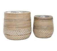 NALINI - Lot de 2 Cache-Pots Ø39cm et Ø29cm en Rotin Kubu Tressé -