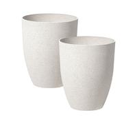 Beliani Lot de 2 Cache-Pots Blanc Cassé en Polyrésine et Fibres de Verre 35 cm Croton