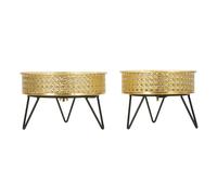 Lot de 2 Cache-Pots Design "Bossy" 20cm Or