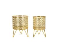 Lot de 2 cache-pots design Ceci en métal 20cm Or